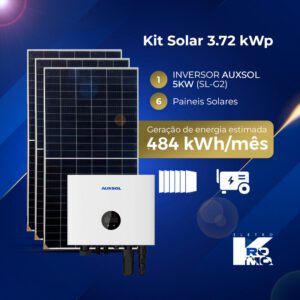 Kit Solar 3.72 kWp + INVERSOR AUXSOL 5KW (SL-G2) - (EXPANSÍVEL ATÉ 5kW)