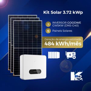 Kit Solar 3.72 kWp + INVERSOR GOODWE GW5KW (DNS-G40) - (EXPANSÍVEL ATÉ 5kW)