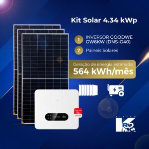 Kit Solar 4.34 kWp + INVERSOR GOODWE GW6KW (DNS-G40) - (EXPANSÍVEL ATÉ 6kW)