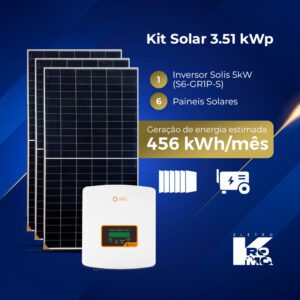 Kit Solar 3.72 kWp + INVERSOR SOLIS 5KW (S6-GR1P-S) - (EXPANSÍVEL ATÉ 5kW)