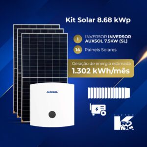 Kit Solar 8.68 kWp + INVERSOR AUXSOL 7.5KW (SL)