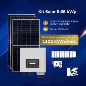 Kit Solar 8.68 kWp + INVERSOR DEYE 7.5KW (G05P1-EU-CM2)